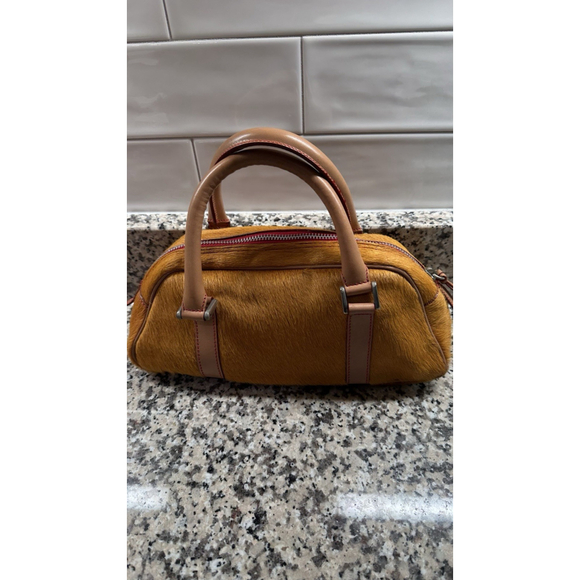 Dooney And Bourke MGV9 YL Orange Haircalf Leather Satchel -Made In Italy- Rare - Picture 1 of 12